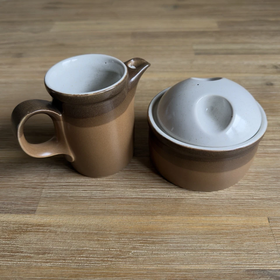 Crema artística y azúcar vintage de mediados de siglo Mikasa Buckskin Potters - Ben Seibel Foto 2 de 4