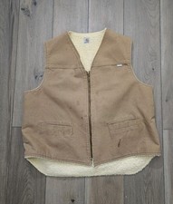 Vtg Carhartt Vest Men 2XL 6SV Sherpa Lined Work Duck Canvas Union Made In USA