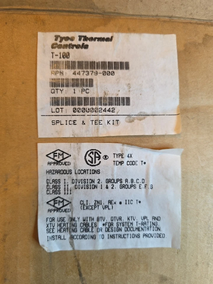Tyco Thermal Control Raychem T-100, 447379-000, Splice & Tee Kit Hazardous Loc - Image 2 of 4