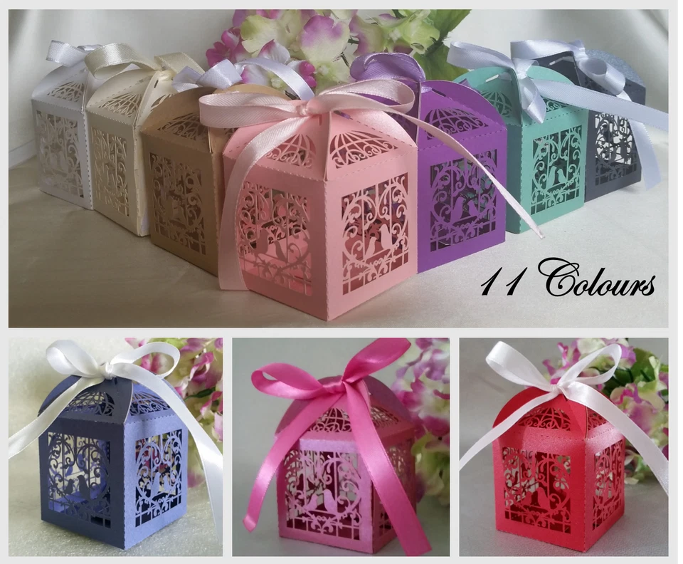 10/25/50/100/200 Laser Cut Favor Boxes Bombonierre Love Heart Wedding Gift Box - image 2 of 4