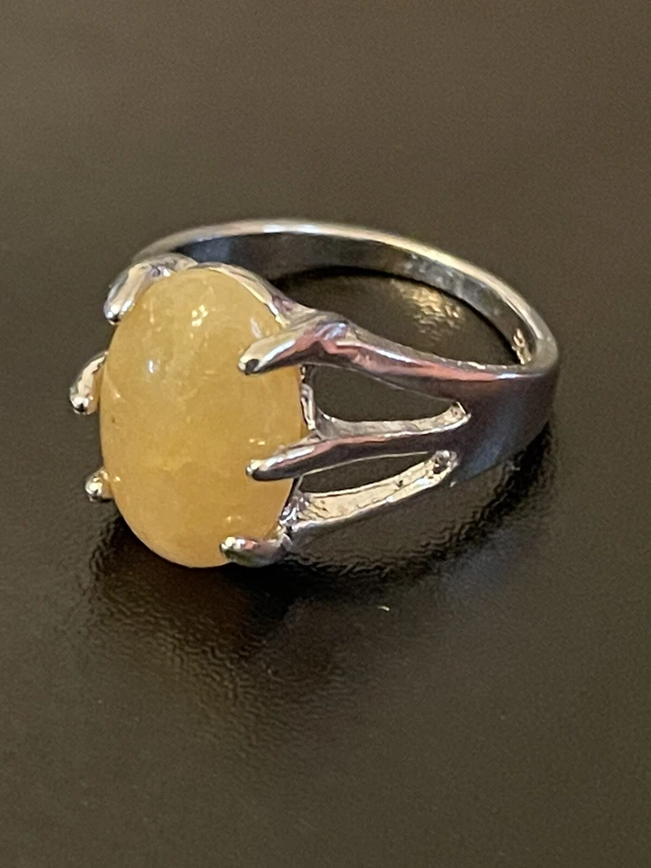 Anillo de mujer enchapado en plata S925 con piedras preciosas de aventurina amarilla talla 7,5 Foto 3 de 4