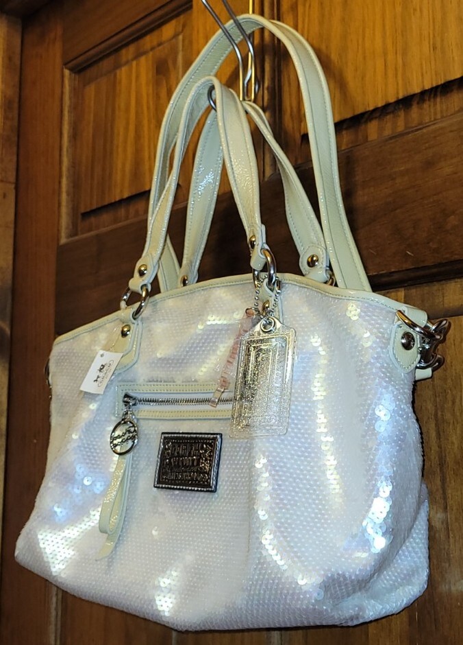 バッグ Coach Poppy Sequin Rocker Satchel Bag AUTHENTIC COACH POPPY ROCKER SEQUIN SATCHEL BAG
