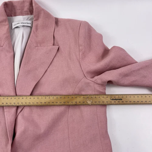 Jillian Boustred Women’s Blazer Linen Pink Size M VGUC Jacket RRP $700+ - Picture 9 of 14