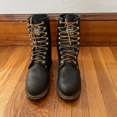 Georgia 8” Logger Soft Toe Black Boots Women Style G3290 Size 9M