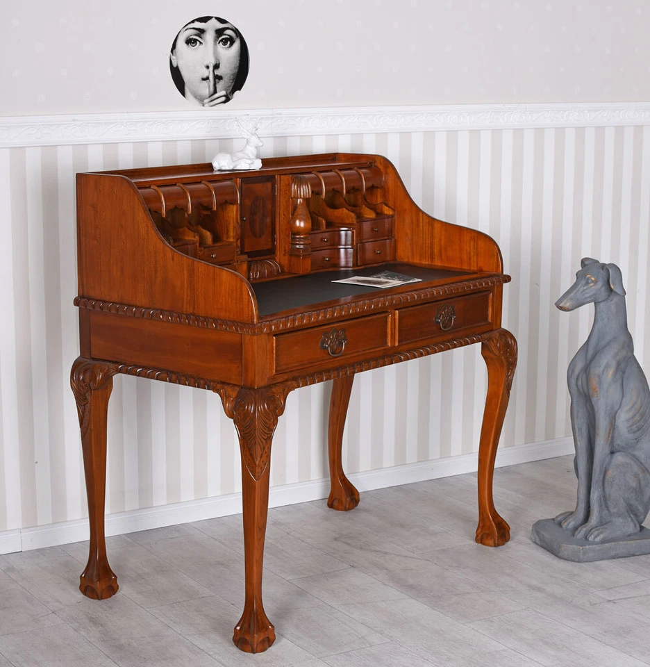 Luxus Schreibtisch Kolonial Sekretär Mahagoniholz Computertisch Antik Bürotisch - Bild 3 von 4