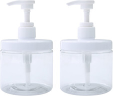 Pump Bottle Dispenser Plastic Refillable Bottles Wide Mouth Jar Style BPA Free E