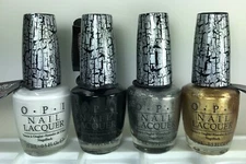 4 OPI Crackle Nail Polish ✨ BLACK - WHITE - GOLD - SILVE SHATTER Create 2 Tones 