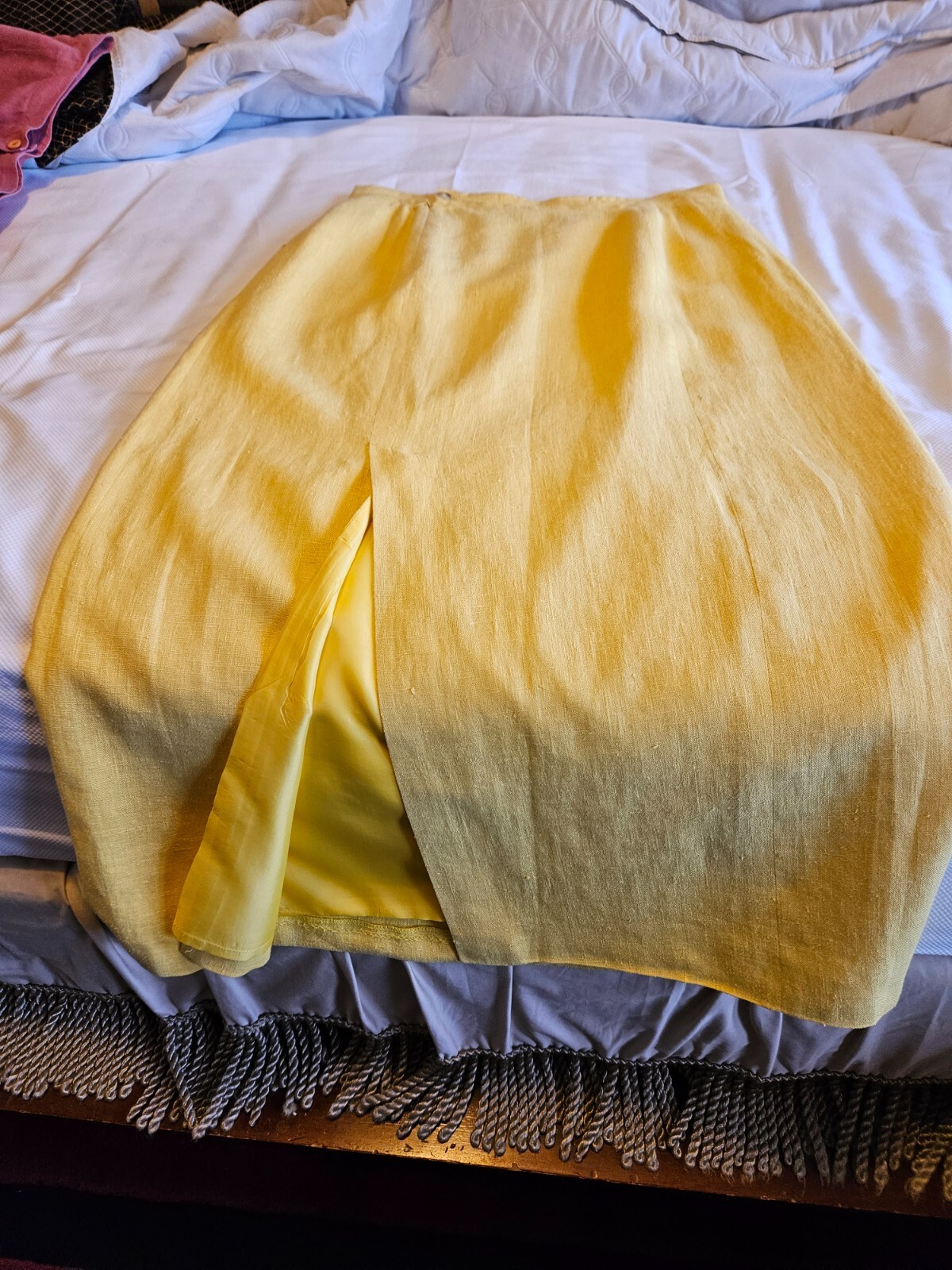 Harve Benard YELLOW LINEN Skirt Womens  14 - image 10