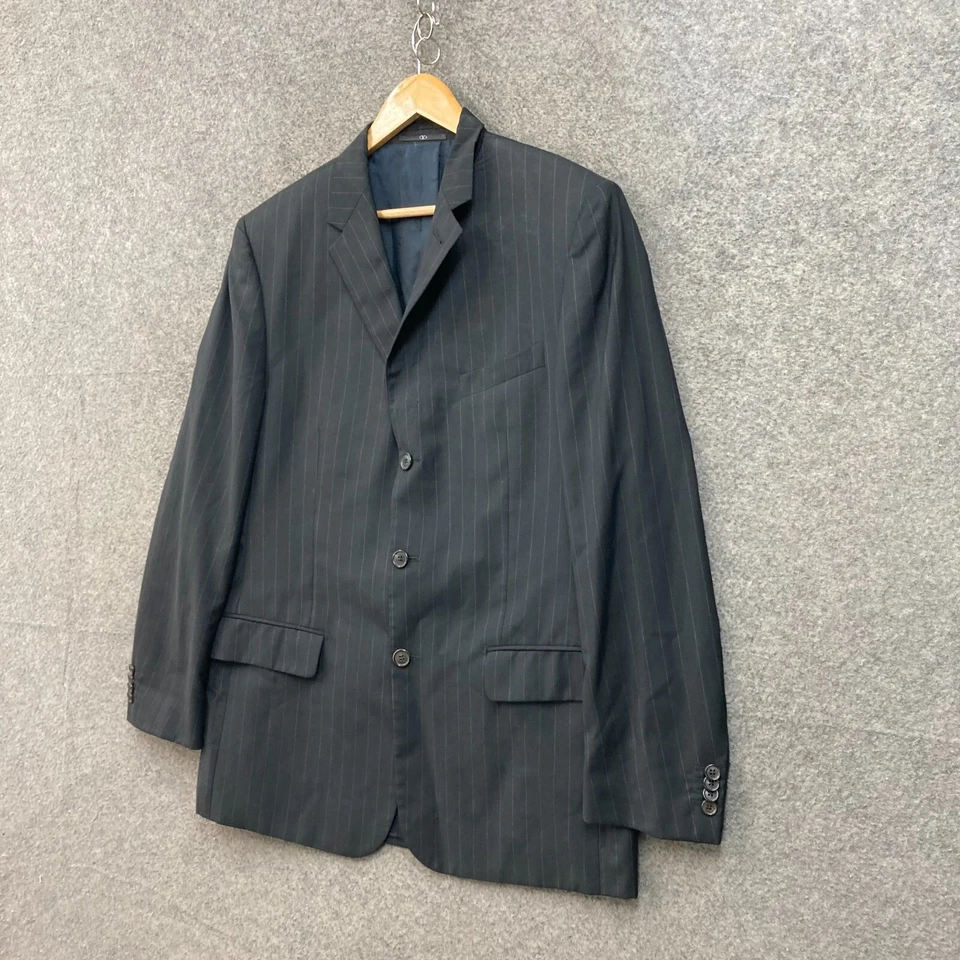 Valentino Suit Jacket Mens 44 Large Black Pinstripe Business Formal Event A1105 - image 2 of 4