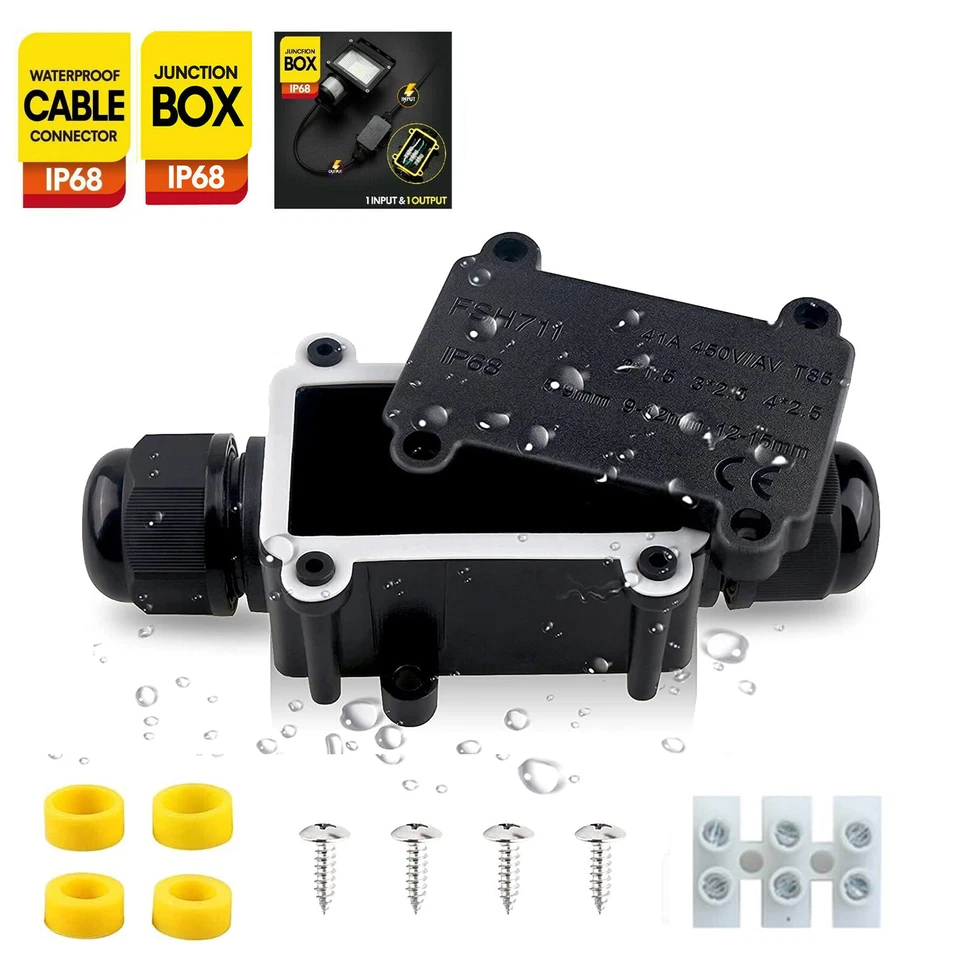 3REE 2 Way Outdoor Waterproof IP68 Cable Connector Large junction box 240V UK mains
