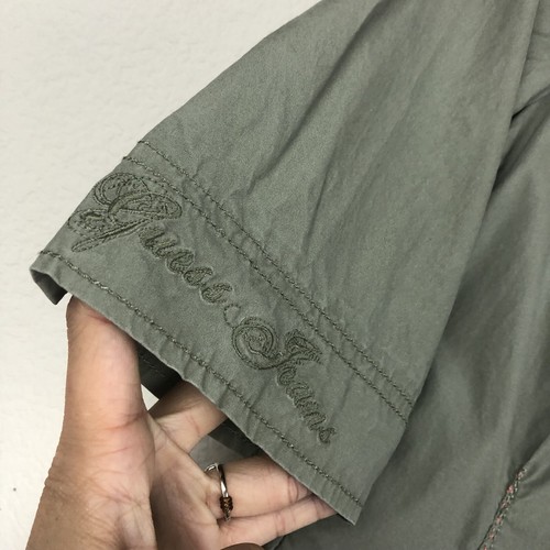GUESS Olive Green Cargo Crop Blazer SMALL Stretch Military Jacket Z2 *FLAW - Picture 6 of 7