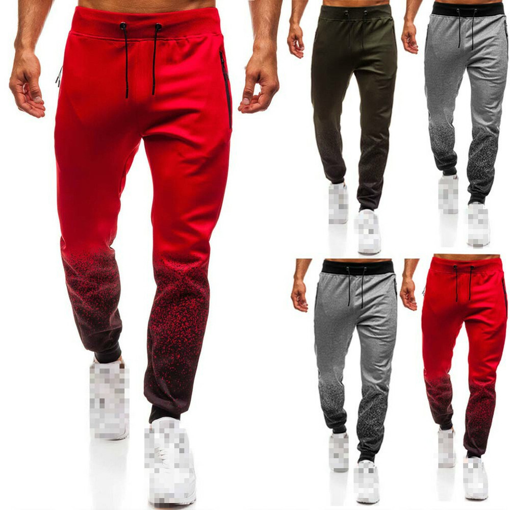 Men 3D Gradient Gym Pants Casual Sports Drawstring Trousers
