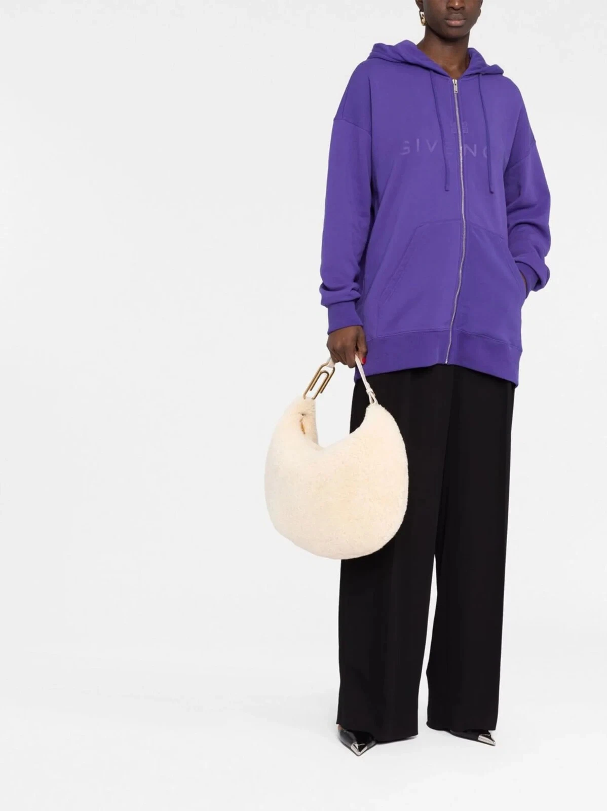 PRADA Felpa con cappuccio e zip oversize Givenchy viola logo 4G Taglia M FW22 PREZZO AL PUBBLICO $1390