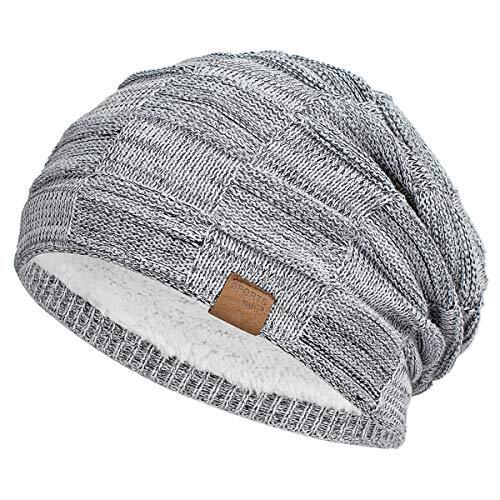Slouchy Beanie for Men Winter Hats for Guys Cool Beanies One Size Light Grey - Picture 1 of 6