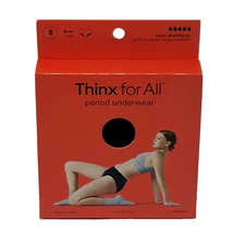 (2 pack) Thinx for All Period Underwear Brief Panties Super Absorption Small BLK