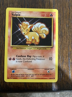 ロコン Vulpix　ポケモンカード　英語版　初版　シャドーレス　1999年表示 Pokemon Vulpix, 1999 Error, NM, Base Set, 68/102 | eBay