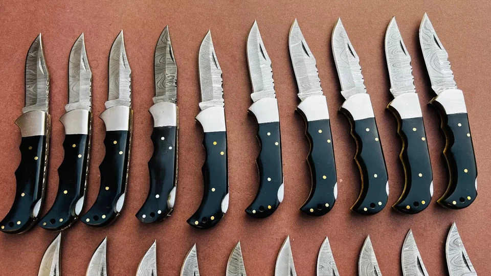 LOTE de 20 piezas Cuchillo Plegable de Caza de Acero Damasco, Cuchillos de Bolsillo con Funda Foto 4 de 4