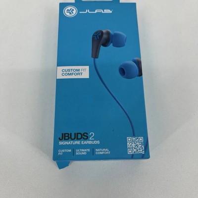 JLab JBuds 2 Signature Earbuds - Marine Blue - Includes 3 Sets Gel Ear Tips New