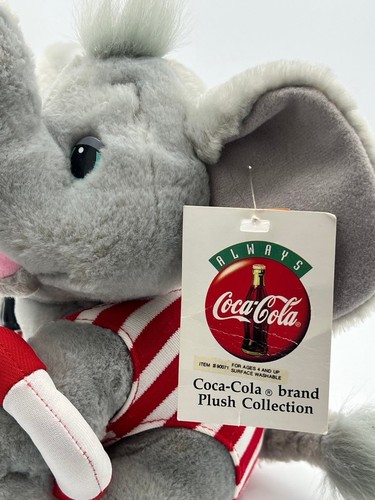 Coca Cola Plush Stuffed Elephant Holding Bottle Coke Gray 7.5" Vintage NWT - Picture 5 of 7