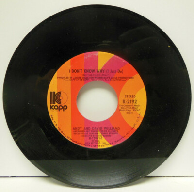ANDY & DAVID WILLIAMS: I DON'T KNOW WHY / BABY LOVE, 45 RPM. EX