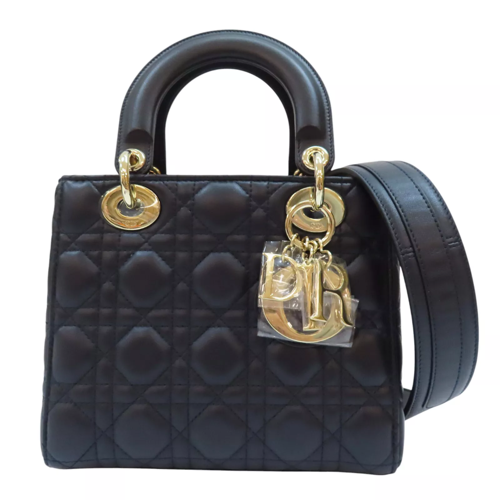 Sac à main bandoulière Dior Lady Dior bleu marine cannage cuir