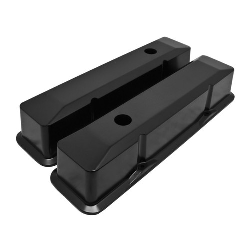 Fits 1958-86 Chevy Small Block Tall Black Aluminum Recessed Valve Covers Smooth - Foto 2 di 2
