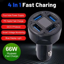 -66W Fast Car Charger 4 USB Port + Type C Universal Adapter Socket 31A A2Q6