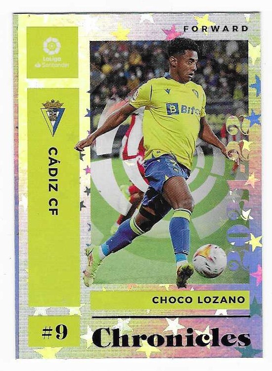 2021-22 Panini Chronicles Choco Lozano Cadiz Purple Astro Soccer Card #6