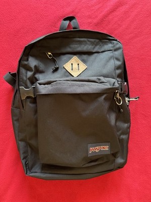 JanSport Black Main Campus backpack. 2 compartments & front organizer pocket.