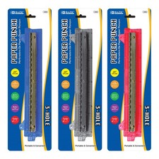 Bazic Premium 3-Hole Hole Paper Punch Colors May Vary 