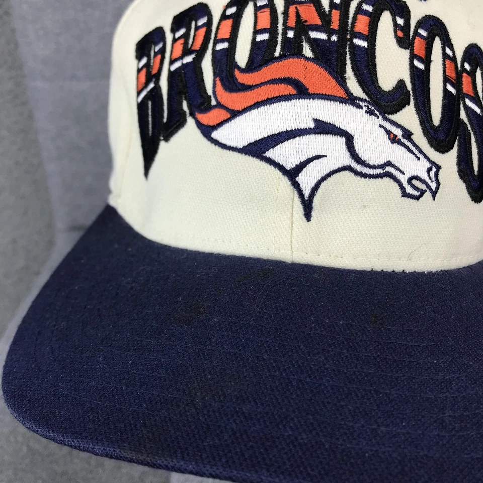 Gorra ajustada vintage de los Denver Broncos para hombre 6 3/4-7 1/8 NFL fútbol americano iniciador años 90 Foto 3 de 4