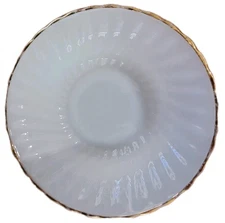 Anchor Hocking Fire King 2 White Shelll Swirl Gold Trim Bowls Vintage MCM