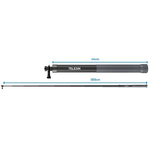 3 Meter Adjustable Carbon Fibre Selfie Stick for Insta360 - Picture 8 of 14