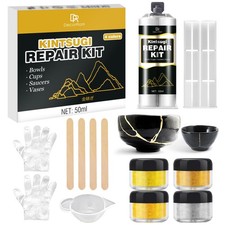 Kintsugi Repair Kit - Food Safe Kintsugi Kit Repairs Broken Ceramics, Glass, ...