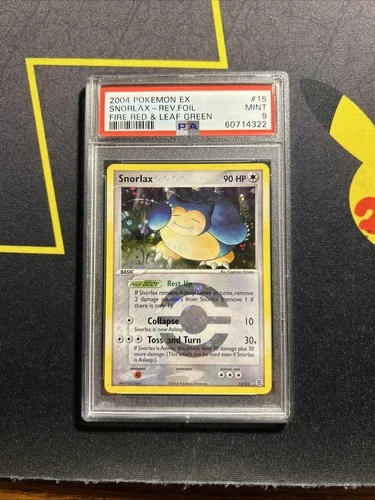 PSA 9 Snorlax 15/112 Reverse Holo -Vintage Pokemon Card- Fire Red & Leaf Green