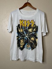 Vintage KISS T-shirt 1987 1988 Crazy Nights World Tour Size Large White 80s