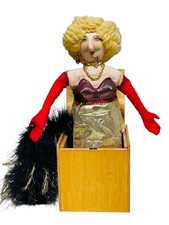 Vintage Jax of Maine Handcrafted Maple Jack In The Box Lady In Dress Handmade
