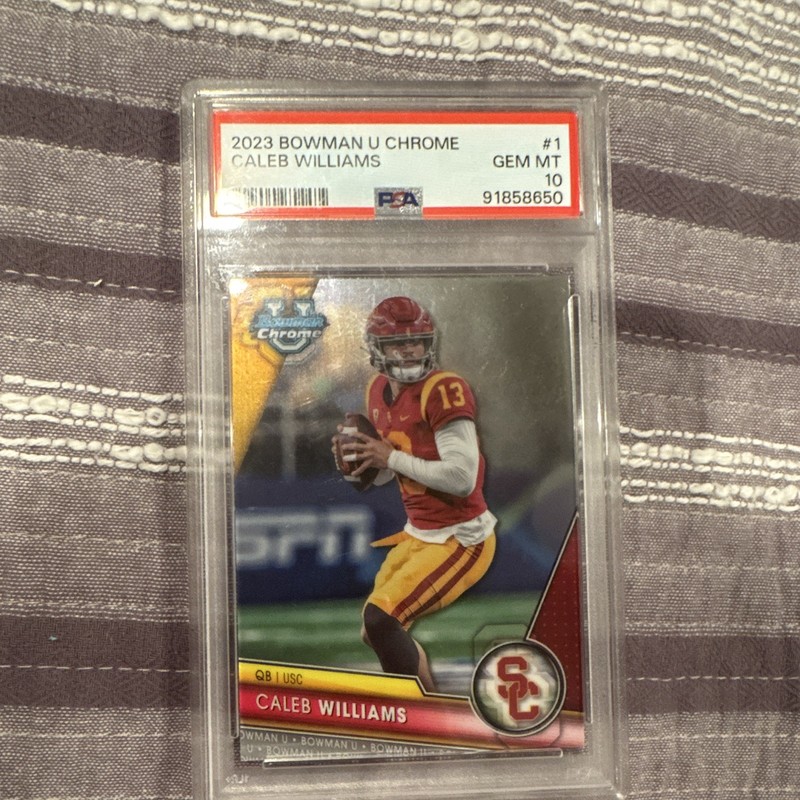 2023 Bowman Chrome University Caleb Williams #1 RC PSA 10 Gem Mint USC