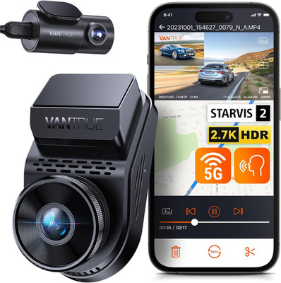 VANTRUE S1 Pro Dashcam Auto Vorne Hinten 2,5K+1080P, 60FPS Dash Cam Mit 5Ghz Wif