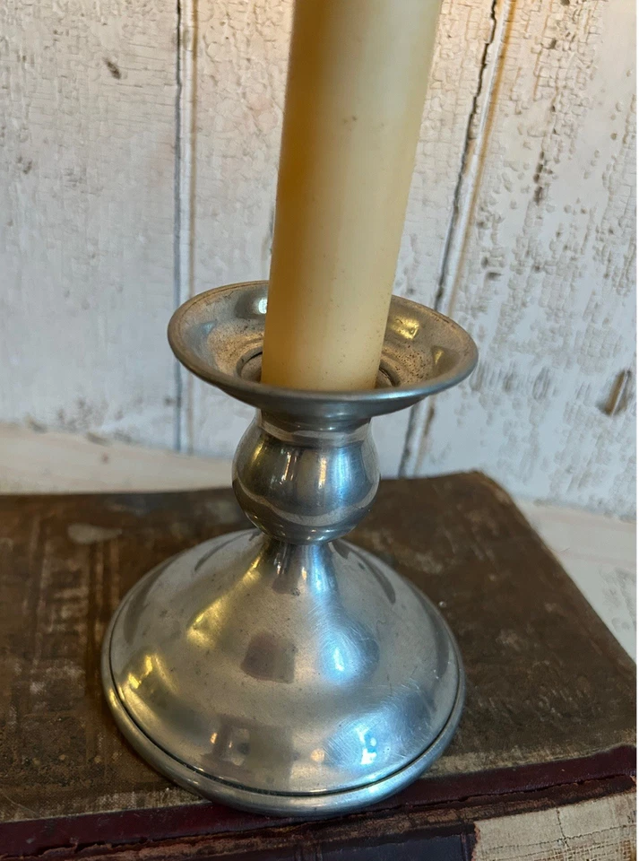 Metal Candlestick With Battery Grungy Candle Primitive Colonial Decor - Image 4 of 4