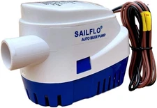 SAILFLO Automatic Bilge Pump for 1100 GPH 1-1/8 hose outlet, Stainless Steel 