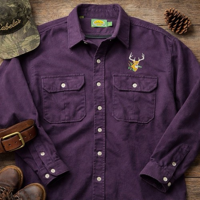 #ad Cabela’s Whitetail Deer Embroidered Button Down Shirt Mens 2XL Tall Purple $24.00