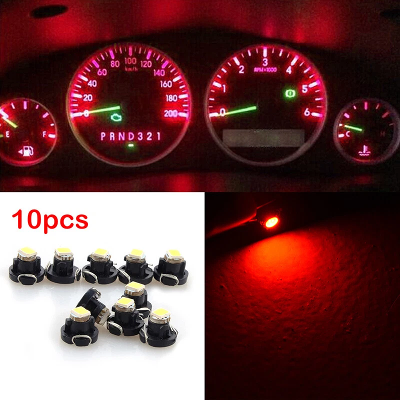 10Pcs 5 Colors T5 LED Car Dash Light Instrument Cluster Gauge Panel Lamps  Bulbs