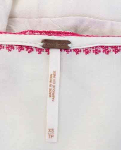 Free People Tulum Ivory Embroidered Tunic / Mini Dress Size XS Boho V Neck - Picture 5 of 8