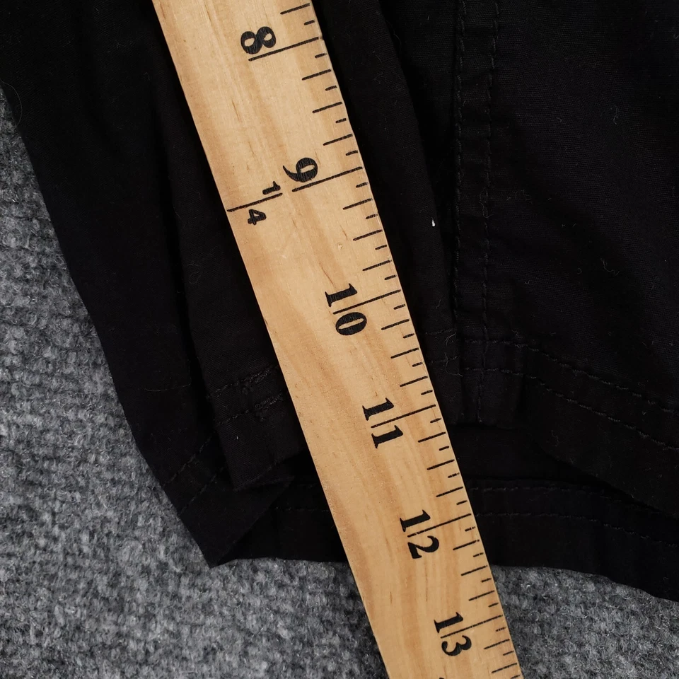 Pantalones Cortos Chicos Para Mujer 2 EE. UU. 12 Negros Tiro Alto Frontal Plano Bolsillos Utilitarios Elastizados Foto 4 de 4