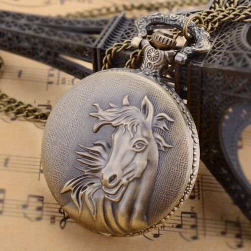 Orologio da tasca Steampunk quarzo vintage design antico collana ciondolo regalo retrò - Foto 6 di 98