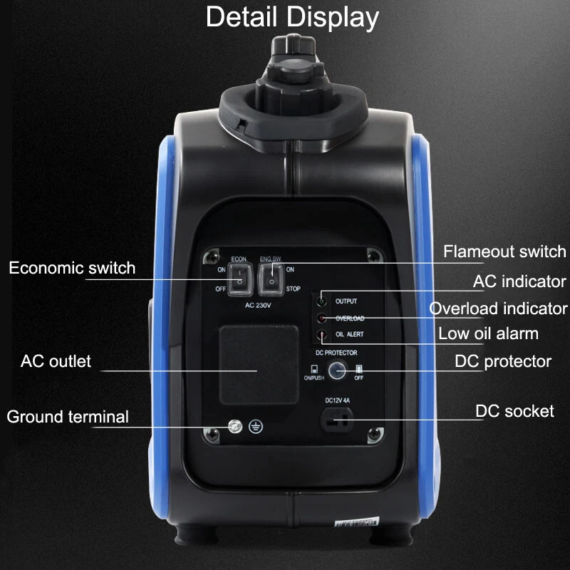 800W 220V Portable Silent Camping Outside Gasoline Power Inverter Generator - Image 4 of 4