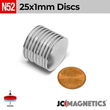 25mm x 1mm N52 Thin Super Strong Disc Rare Earth Neodymium Magnet 25x1mm