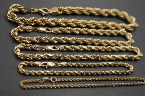 10K Yellow Gold Hollow Light Weight 2MM - 8 MM Rope Bracelet. - Picture 2 of 19