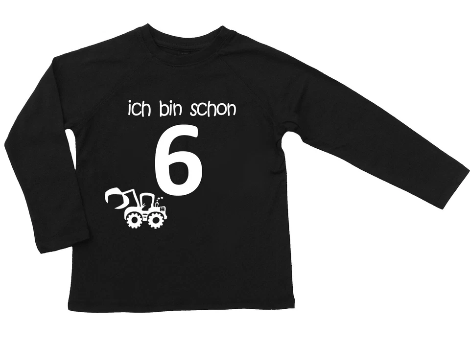 LITTLE BEE LA Geburtstagsshirt ich bin schon 6 WAHL Motiv Wunschname SCHWARZ NEU
